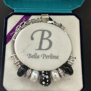 Bella Perlina black & silver bead bracelet